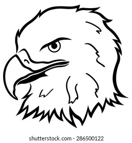 Head of eagle with massive beak, cartoon vector artwork