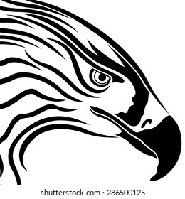 Head of eagle with massive beak, side view vector artwork
