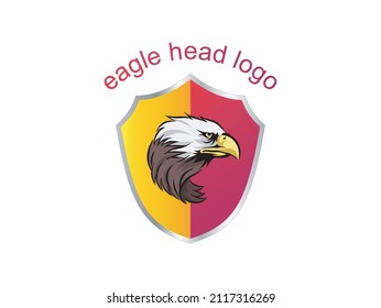 head eagle on the shield, modern company logo. clean mascot badge logo	