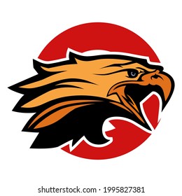 head of an eagle with red circle design