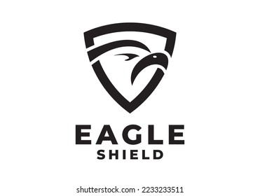 head eagle and shield logo design vector icon.