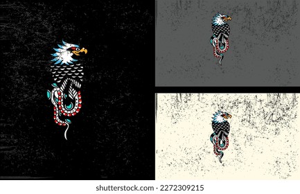 head eagle and snake vector illustration mascot design