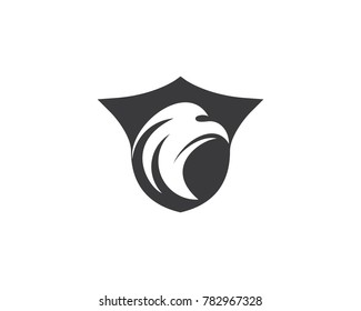 Head eagle vector icon with shield