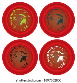 Head Of The Eagle Vector Illustration. Eagle Head On The Button Isolated On White Background. Eagle Head Logo Template