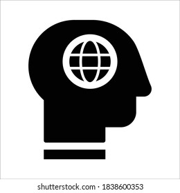 Head with earth vector icon