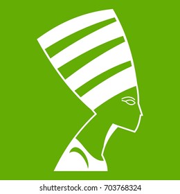 The head of the Egyptian queen icon white isolated on green background. Vector illustration