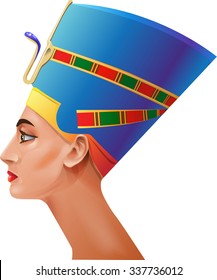 The head of the Egyptian queen on a white background