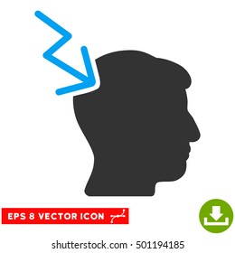 Head Electric Strike EPS vector pictograph. Illustration style is flat iconic bicolor blue and gray symbol on white background.