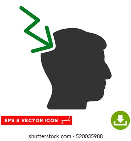 Head Electric Strike EPS vector pictograph. Illustration style is flat iconic bicolor green and gray symbol on white background.