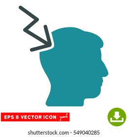 Head Electric Strike EPS vector icon. Illustration style is flat iconic bicolor soft blue symbol on white background.