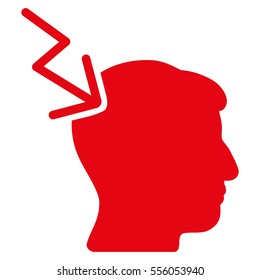 Head Electric Strike vector pictogram. Style is flat graphic symbol, red color, white background.