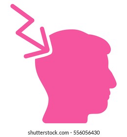 Head Electric Strike vector pictograph. Style is flat graphic symbol, pink color, white background.