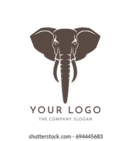 head elephant  brown logo sign emblem isolated