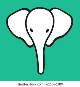 The head of  elephant. Flat icon. Vector line drawing. Logo.