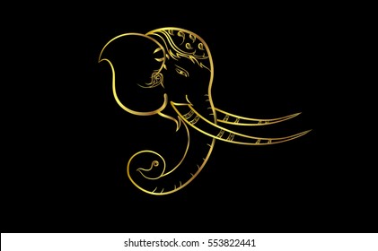 Head elephant with golden border elements in Thailand style