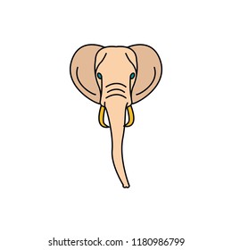 Head of elephant icon. Cartoon head of elephant vector icon for web design isolated on white background