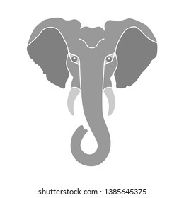 Head elephant isolated logo on white background. Graphic symbol elephant. Vector Illustration