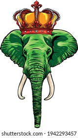 head elephant king animal artwork vector illustration