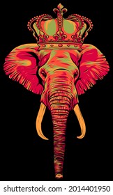 head elephant king animal artwork vector illustration