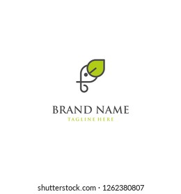 Head Elephant Leaf Naturally Creative Business Logo