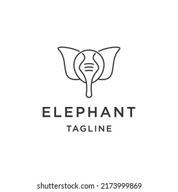 Head elephant line logo icon design template flat vector