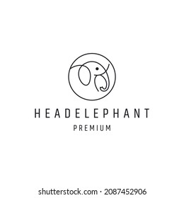 Head Elephant Logo design with Line Art On White Backround