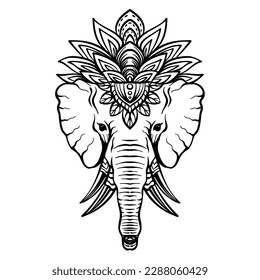 Head of elephant in the ornament