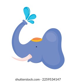 elefante de cabeza jugando con agua