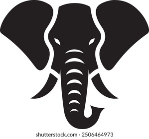 Cabeza elefante silueta mascota vista frontal Vector Imagen