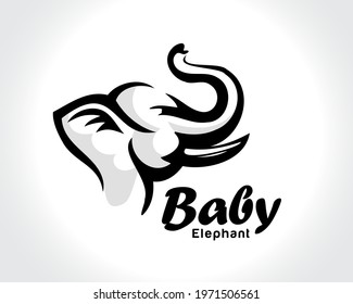 head elephant style drawing art logo design template illustration