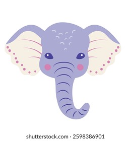 Head of elephant, vector cartoon illustration