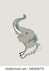 The head of elephant vector.Hand drawing.
