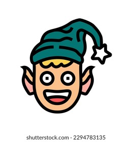 head elf christmas cute color icon vector. head elf christmas cute sign. isolated symbol illustration