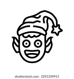 head elf christmas cute line icon vector. head elf christmas cute sign. isolated contour symbol black illustration