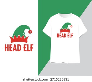 Tipografía de Navidades de elfos de cabeza – Diseño divertido de camisetas de Festiva Quote