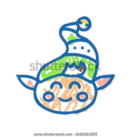 head elf christmas xmas doodle icon sketch vector. head elf christmas xmas sign. isolated symbol illustration