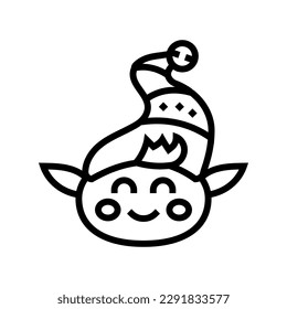 head elf christmas xmas line icon vector. head elf christmas xmas sign. isolated contour symbol black illustration