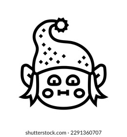 head elf cute xmas line icon vector. head elf cute xmas sign. isolated contour symbol black illustration