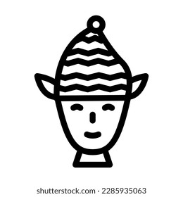 head elf funny line icon vector. head elf funny sign. isolated contour symbol black illustration