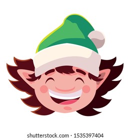 head of elf with hat on white background vector illustration design