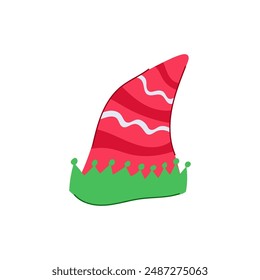 head elf santa hat cartoon. funny gift, snow new, happy merry head elf santa hat sign. isolated symbol vector illustration