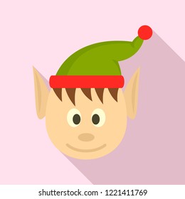 Head elfin icon. Flat illustration of head elfin vector icon for web design