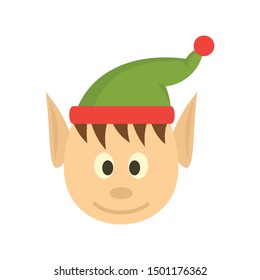 Head elfin icon. Flat illustration of head elfin vector icon for web design