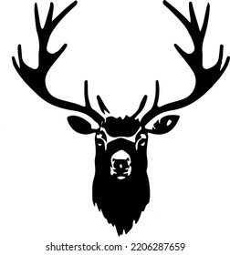 Head of Elk, forest animal isolated 