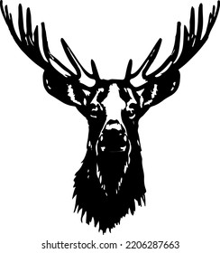 Head of Elk, forest animal isolated 