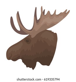 Head of an elk with horns. Canada single icon in cartoon style vector symbol stock illustration web.