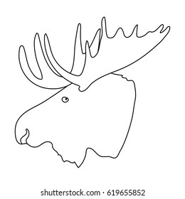 Head of an elk with horns. Canada single icon in outline style vector symbol stock illustration web.