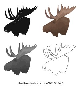 Head of an elk with horns. Canada single icon in cartoon style vector symbol stock illustration web.