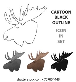 Head of an elk with horns. Canada single icon in cartoon style vector symbol stock illustration web.