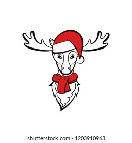 Head of a elk. Vector illustration. Christmas animals